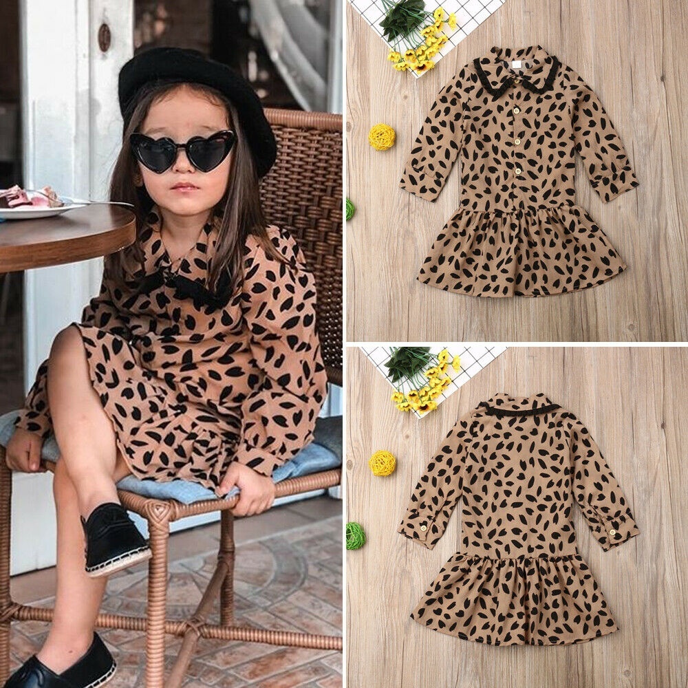 Toddler Kids Baby Girl Long Sleeve Leopard Print Party Dress Casual Clothes  | Walmart Canada